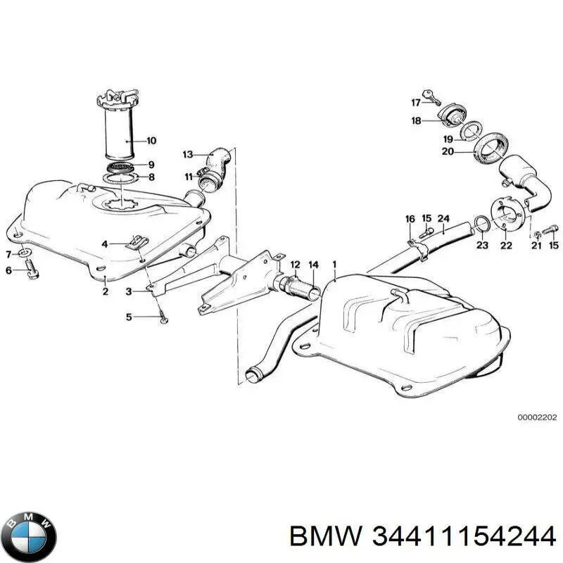 Купити 34411154244 BMW Трос ручного гальма задній, правий/лівий