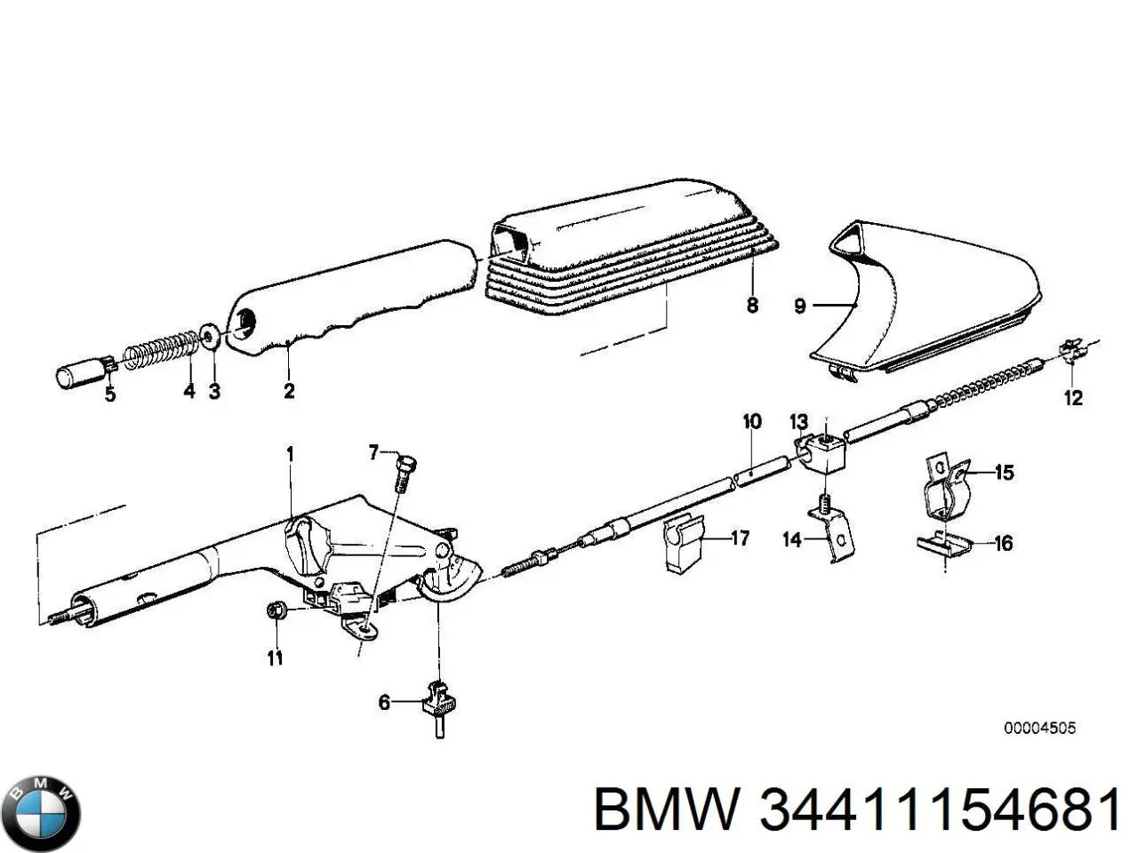 Трос ручного гальма задній, правий/лівий 34411154681 BMW