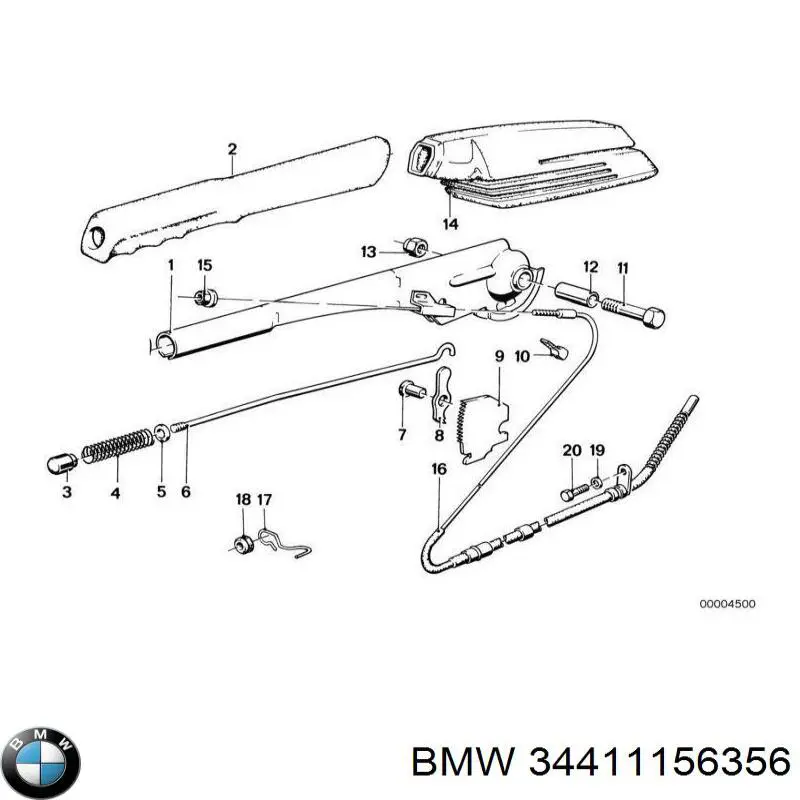 Купити 34411156356 BMW Трос ручного гальма задній, правий/лівий
