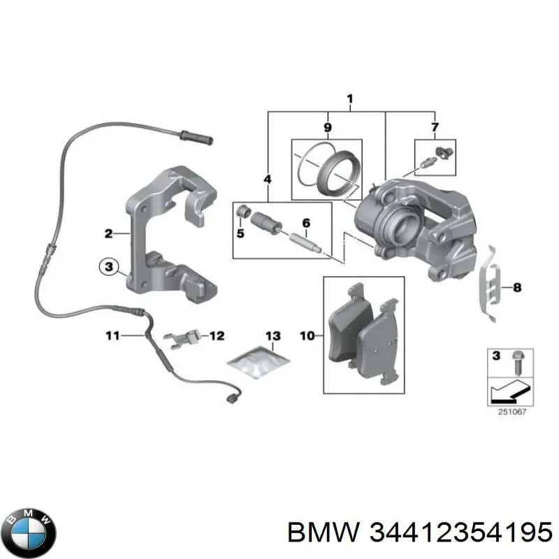 34412354195 BMW ремкомплект супорту гальмівного переднього