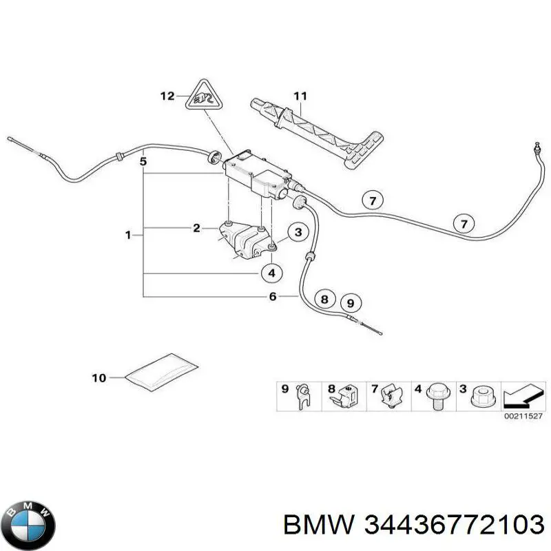 Купити 34436772103 BMW Трос ручного гальма задній, лівий