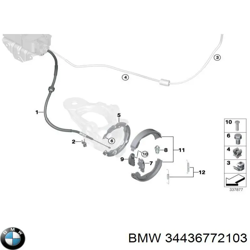 34436772103 BMW трос ручного гальма задній, лівий