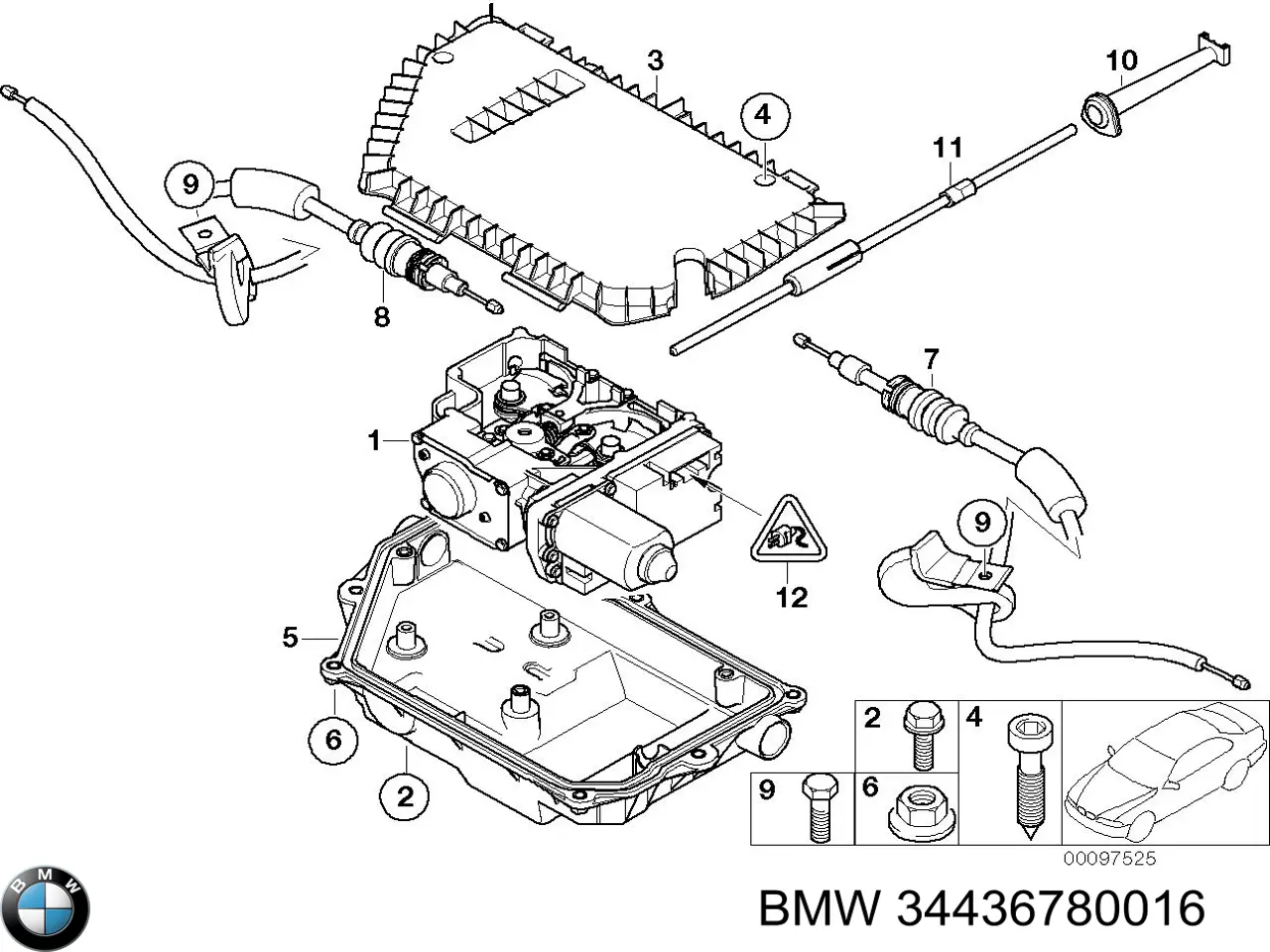 34436780016 BMW Трос ручного гальма задній, лівий