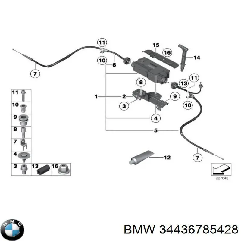 Трос стоянкового гальма задній лівий BMW 34436785428 ціна, від 34.12 USD