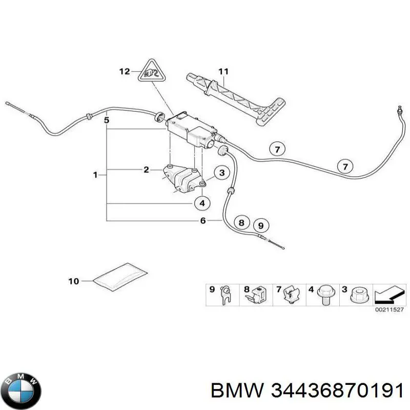 Купити 34436870191 BMW Трос ручного гальма задній, лівий