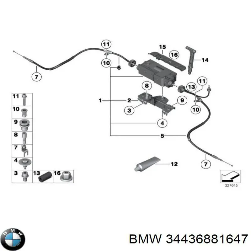 Електропривод ручного гальма 34436881647 BMW