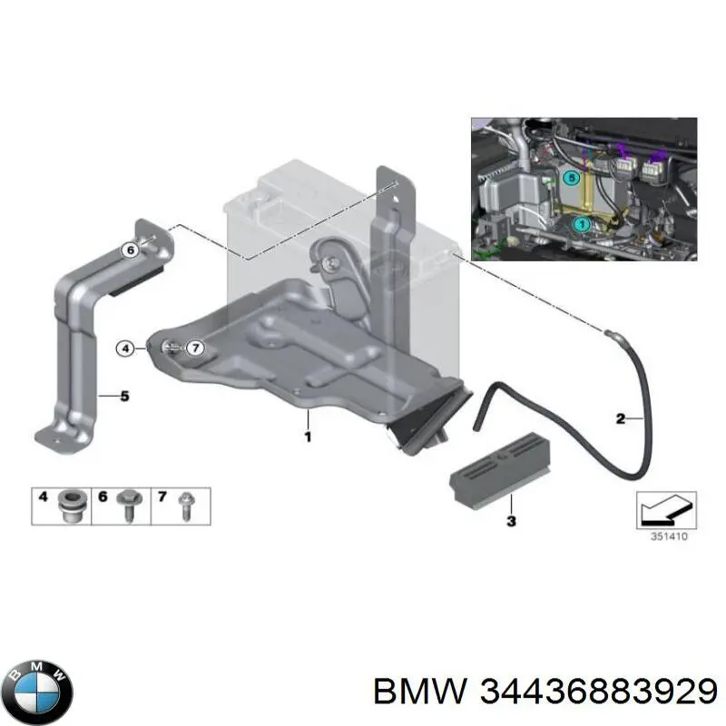 Трос ручного гальма задній, лівий 34436883929 BMW
