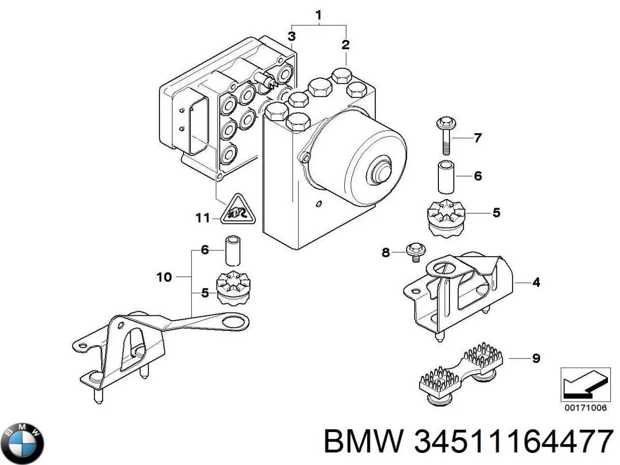 Гідроагрегат антиблокувальної системи на BMW 3 (E46)