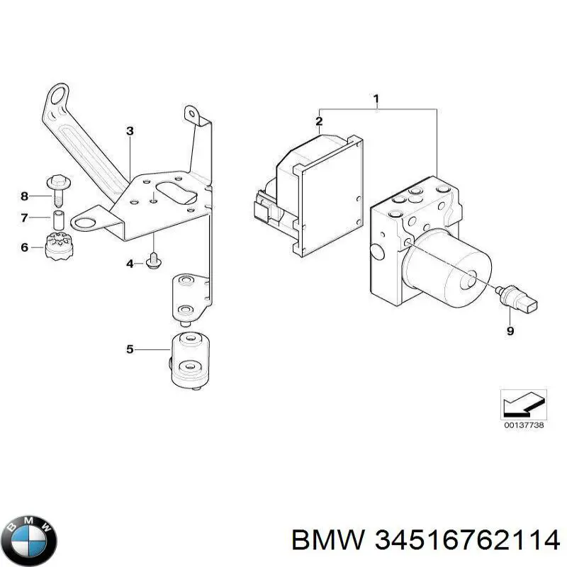 34516762114 BMW Блок управління АБС (ABS)