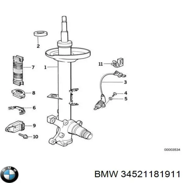 Датчик ABS передній BMW 34521181911 ціна, від 453.67 USD
