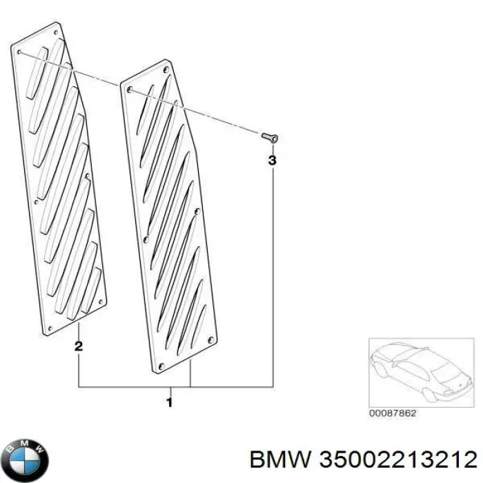 35002213212 BMW Накладка педалей, комплект