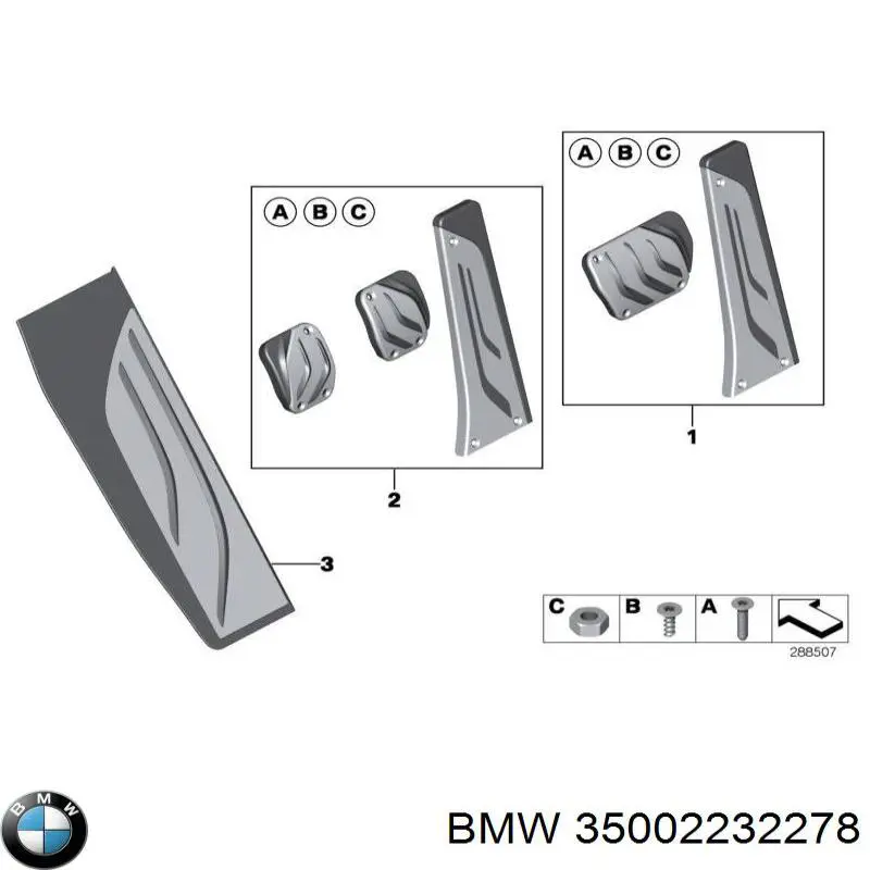 Накладка педалей, комплект BMW 35002232278 ціна, від 46.72 USD