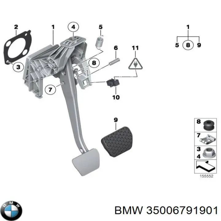 Педаль гальма BMW 35006791901 ціна, від 23.70 USD