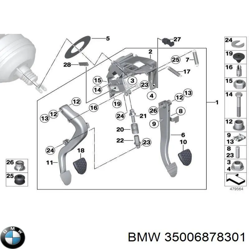 Педаль і привід управління зчепленням BMW 35316762250 ціна, від 24.07 USD