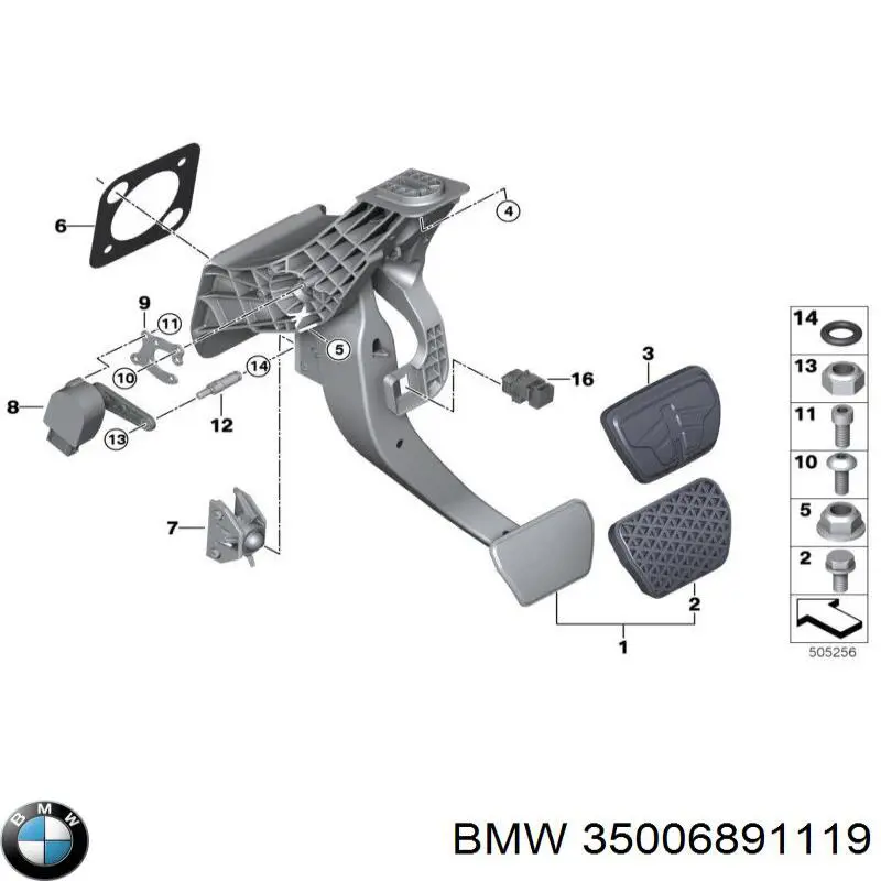 Педаль гальма BMW 35006891119 ціна, від 17.82 USD
