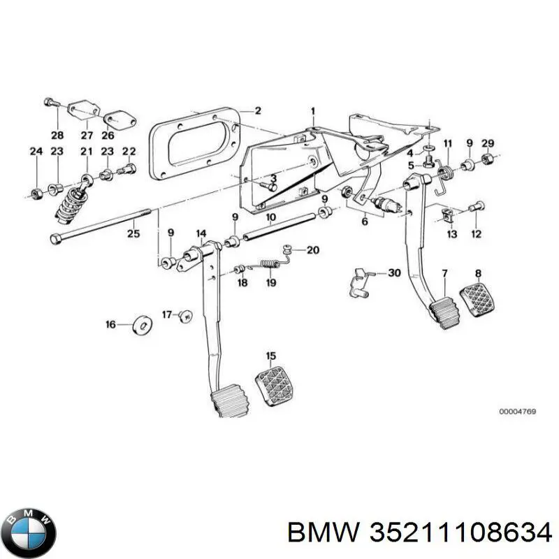 Накладка педалі зчеплення 35211108634 BMW