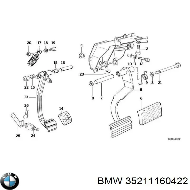 Купити 35211160422 BMW Накладка педалі гальма