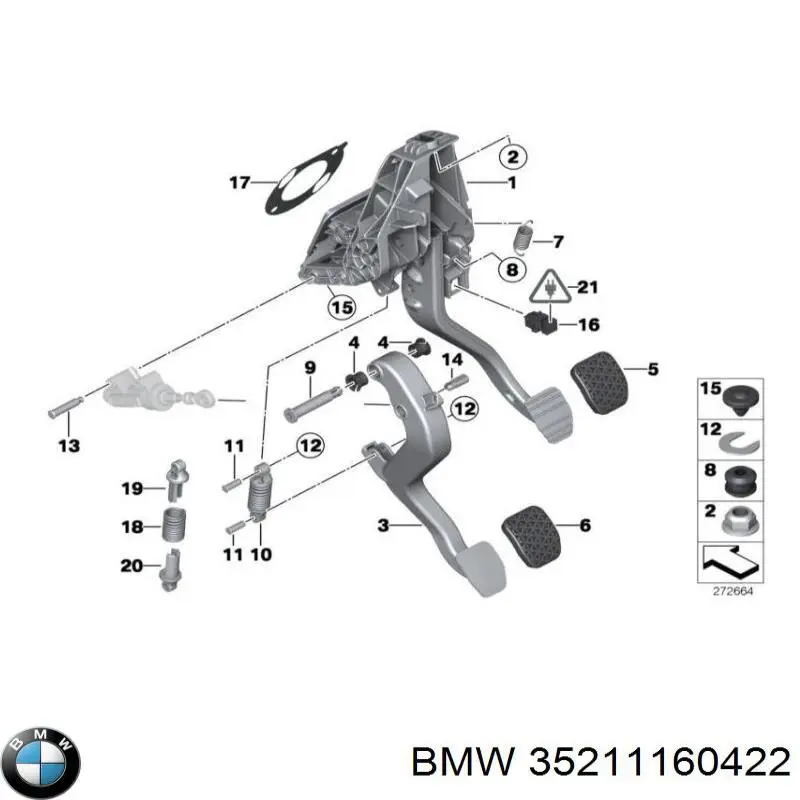 Накладка педалі гальма BMW 35211160422 ціна, від 7.42 USD