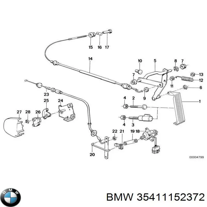 Пістон (кліп) кріплення накладок порогів 35411152372 BMW