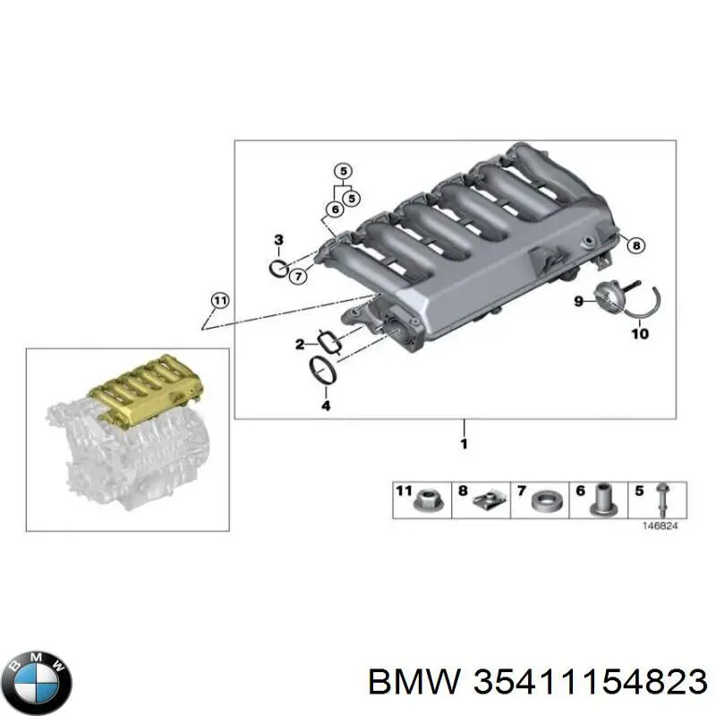 Купити 35411154823 BMW Трос газу