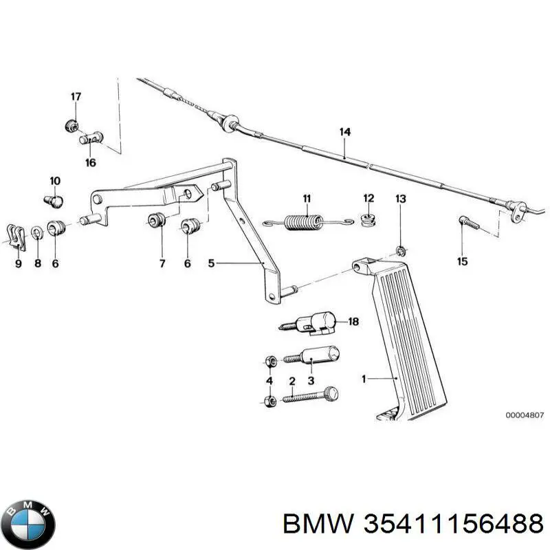 Підаль газу BMW 35411156488 ціна, від 25.33 USD