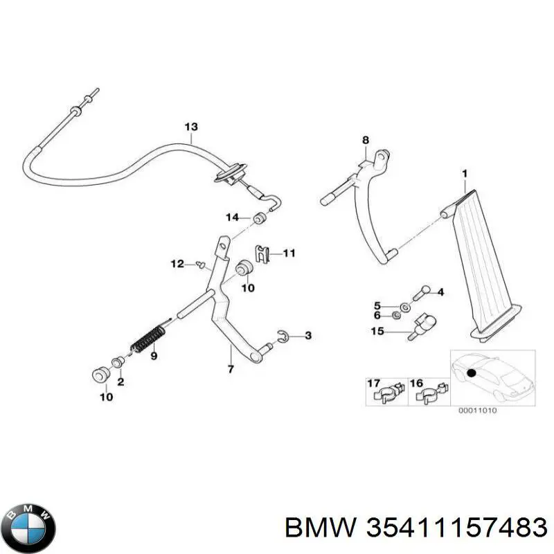 Купити 35411157483 BMW Трос газу