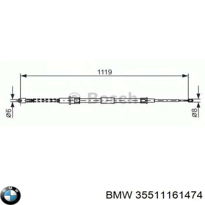 35511161474 BMW Трос ручного гальма задній, правий