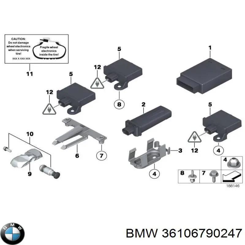 Блок системи контролю тиску в шинах BMW 36106790247 ціна, від 76.02 USD