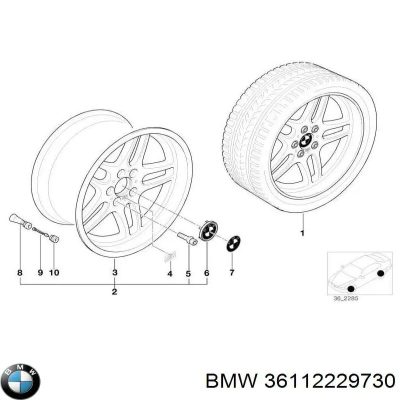 Диски колісні литі (легкосплавні, титанові) BMW 36112229730 ціна, від 656.26 USD