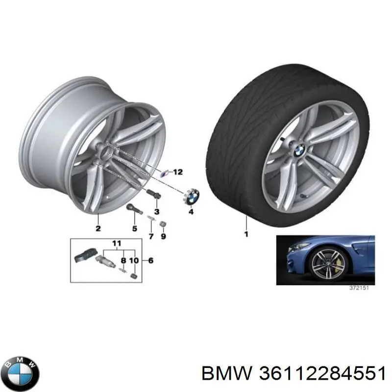 Диски колісні литі (легкосплавні, титанові) BMW 36112284551 ціна, від 1469.36 USD