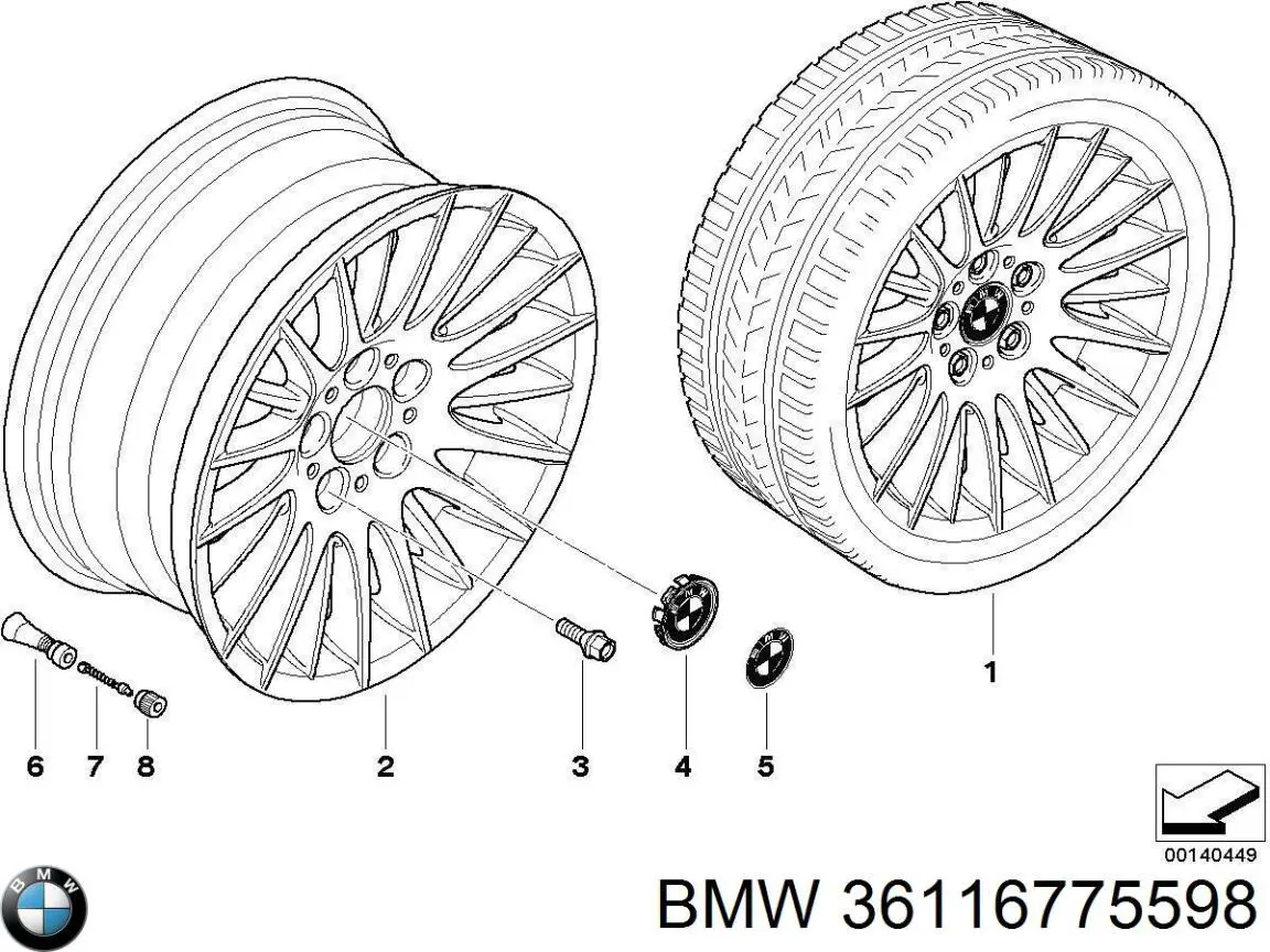 Диски колісні литі (легкосплавні, титанові) BMW 36116775598 ціна, від 416.62 USD