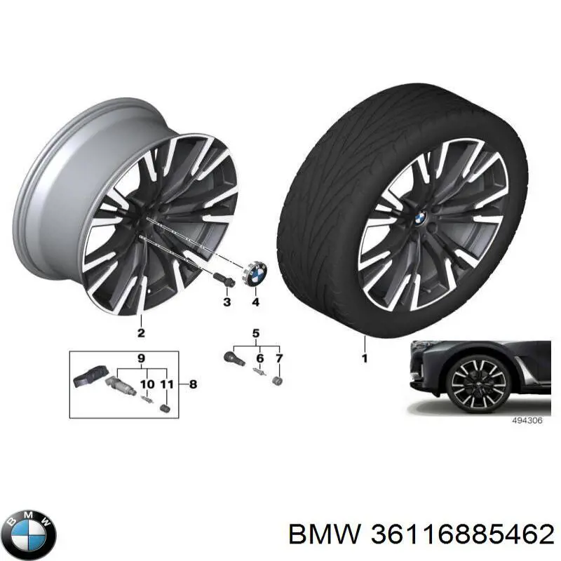 Диски колісні литі (легкосплавні, титанові) BMW 36116885462 ціна, від 1192.99 USD