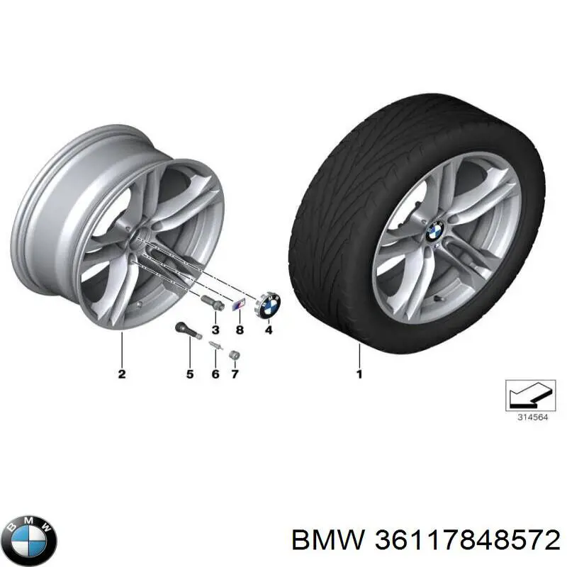 Диски колісні литі (легкосплавні, титанові) BMW 36117848572 ціна, від 316.64 USD