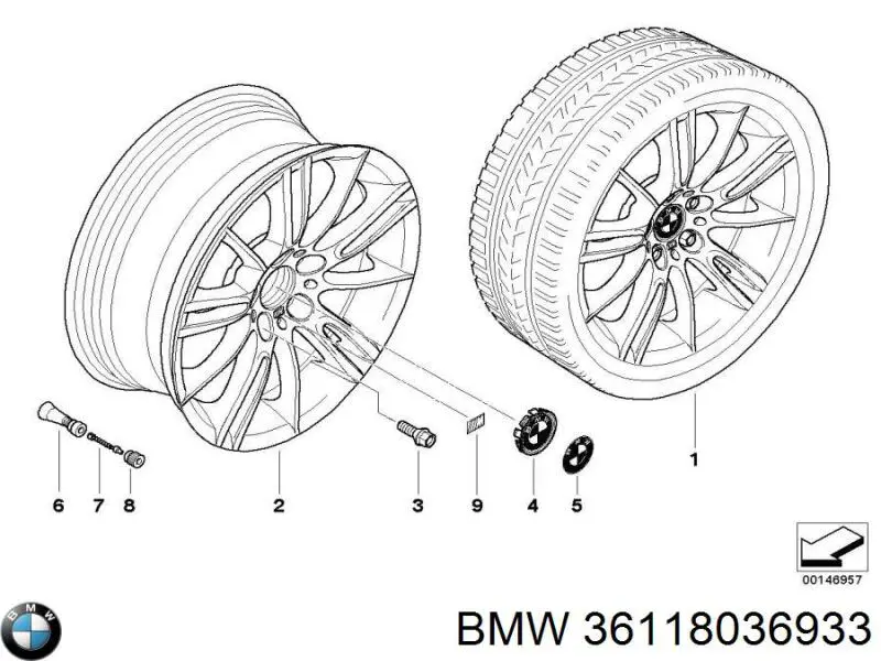 Диски колісні литі (легкосплавні, титанові) BMW 36118036933 ціна, від 526.21 USD