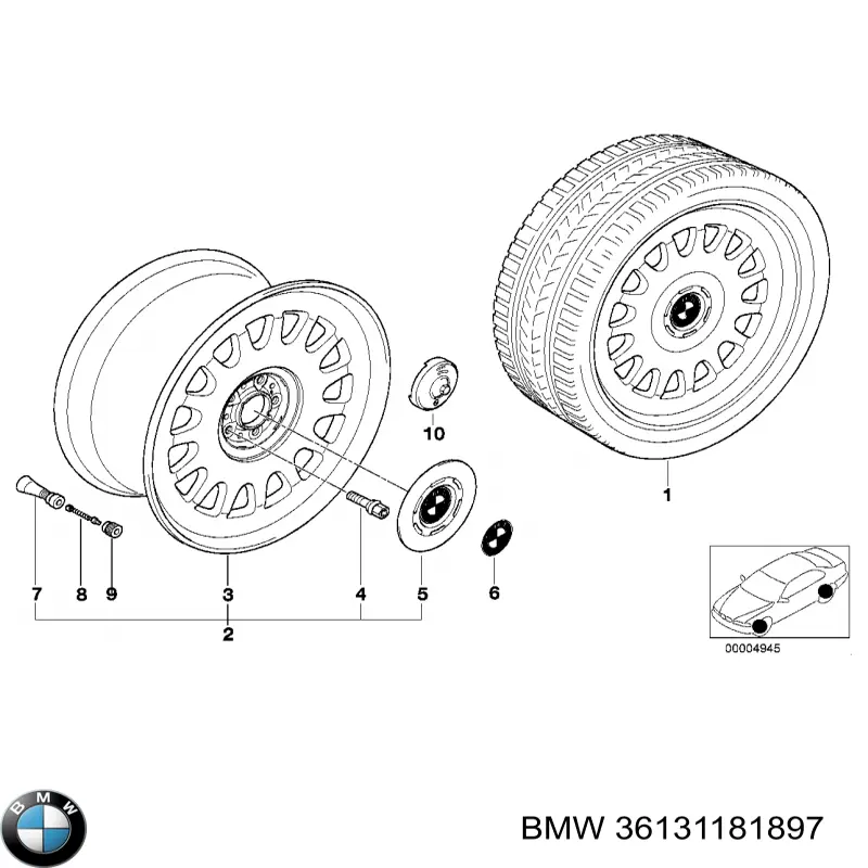 Ковпак колісного диска 36131181897 BMW