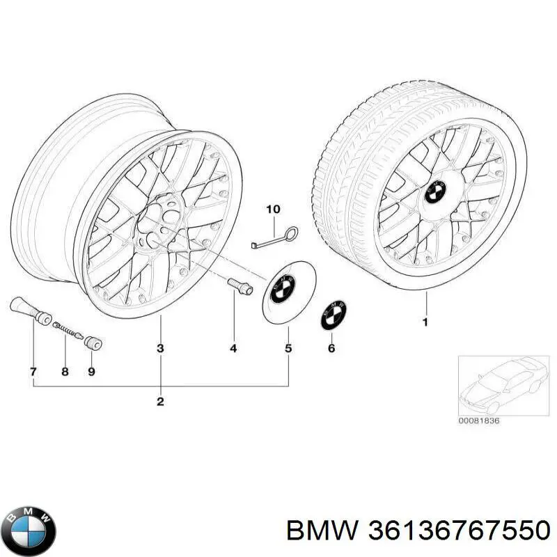 Емблема на переднє крило 36136767550 BMW