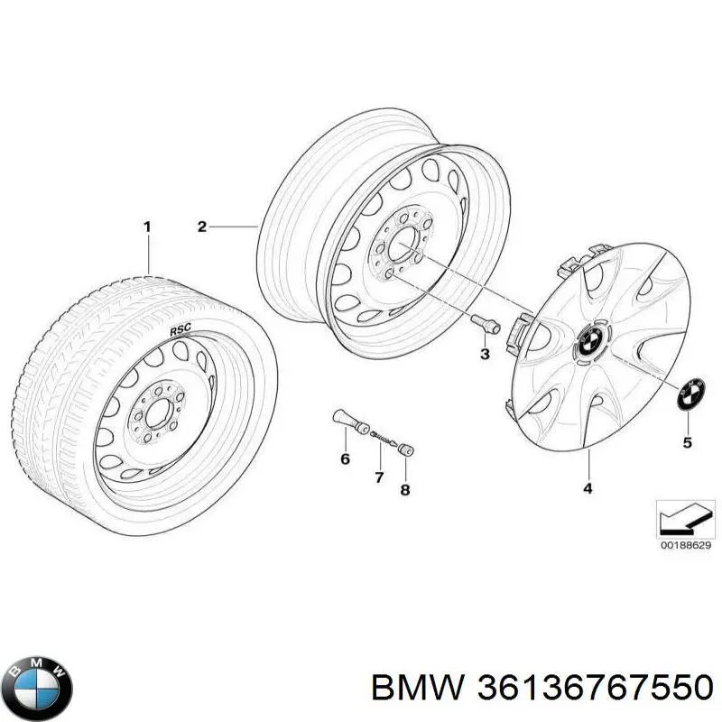 Фірмовий значок на переднє крило BMW 36136767550