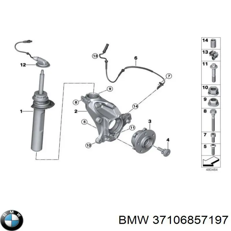 37106857197 BMW Ліва передня стійка