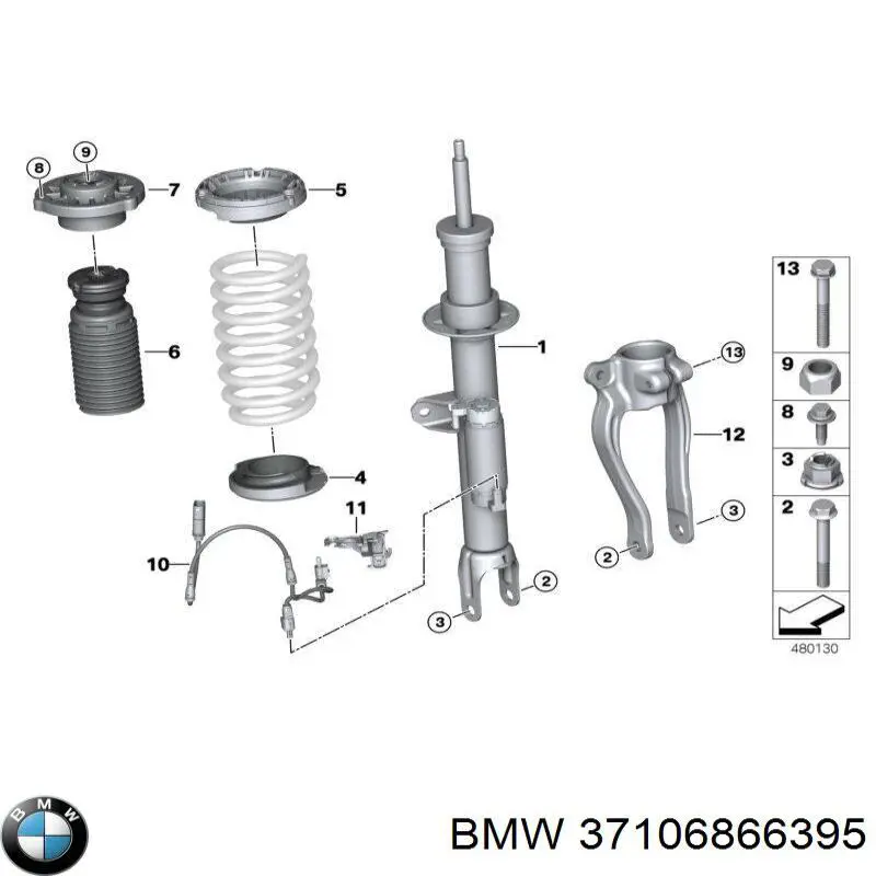 Амортизатор передньої підвіски, лівий BMW 37106866395 ціна, від 324.28 USD