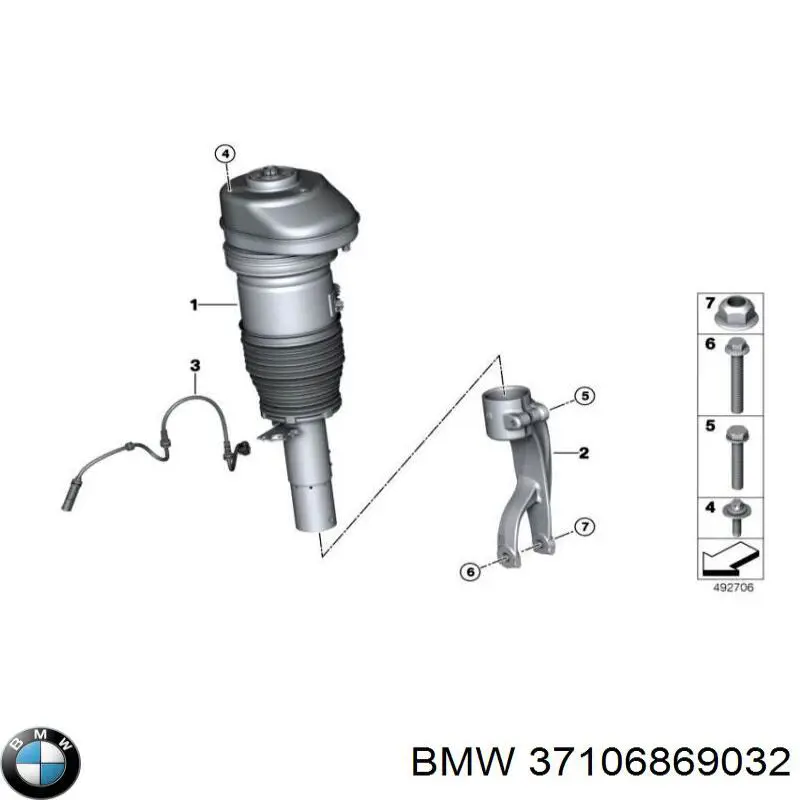 Амортизатор передній, правий BMW 37106869032 ціна, від 279.35 USD