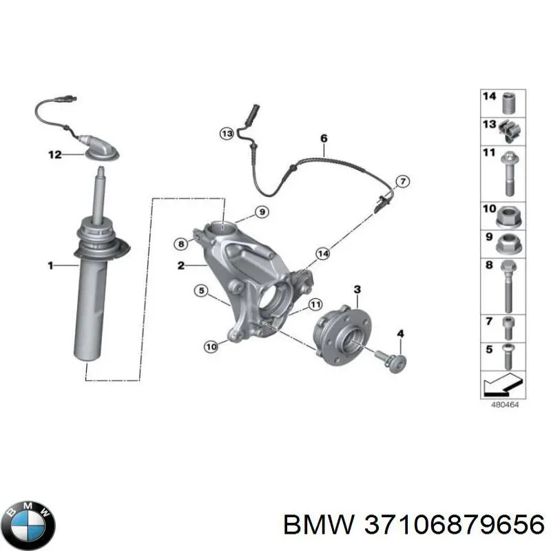 Амортизатор передній, правий BMW 37106879656 ціна, від 183.41 USD
