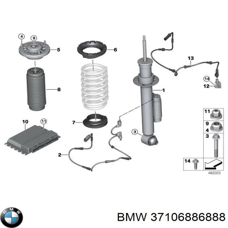 Амортизатор задній, правий BMW 37106886888 ціна, від 84.38 USD