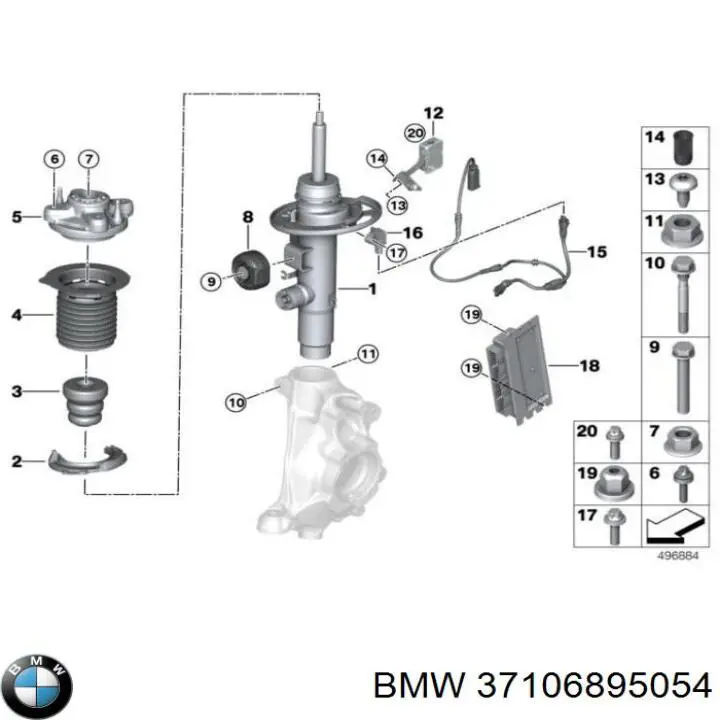 Амортизатор передній, правий BMW 37106895054 ціна, від 788.38 USD