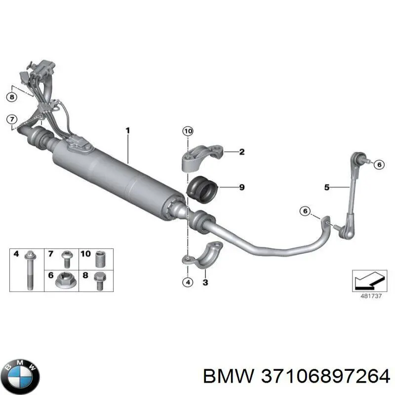 Стабілізатор передній стійкості BMW 37106899783 ціна, від 696.67 USD