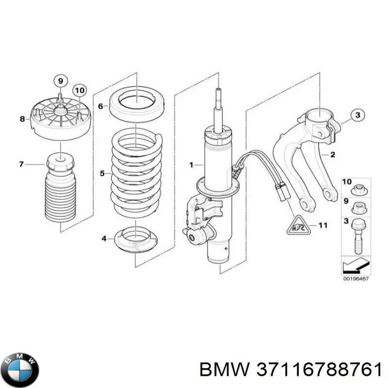 Амортизатор передній, лівий 37116788761 BMW