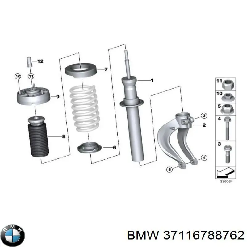 Амортизатор передній, лівий 37116788762 BMW