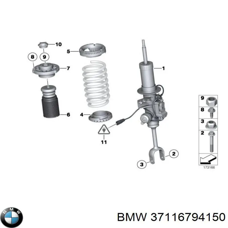 Амортизатор передній, правий 37116792696 BMW