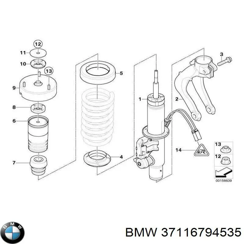 Амортизатор передній, лівий 37116794535 BMW