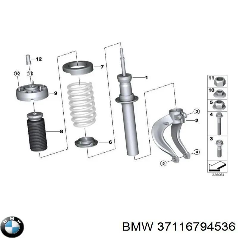 Амортизатор передній, лівий 37116794536 BMW