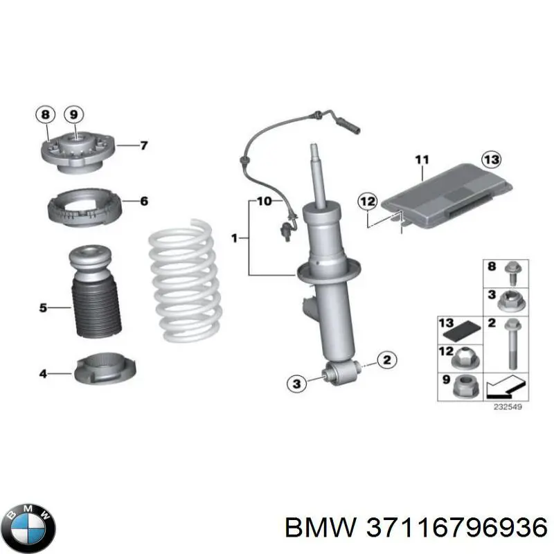 Амортизатор передній, правий 37116796936 BMW